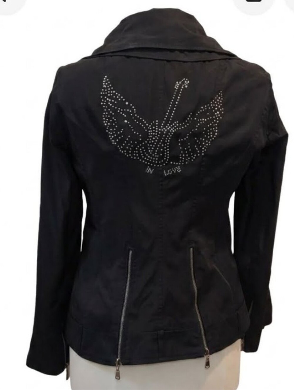 In Love By Carling Black Asymetrical Biker Style Blazer